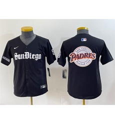 Youth San Diego Padres Team Big Logo Black Gothic Edition Vapor Limited Stitched Baseball Jersey 1