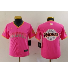 Youth San Diego Padres Team Big Logo Pink Stitched Baseball Jersey 1 Youth San Diego Padres Team Big Logo Pink Stitched Baseball Jersey 1