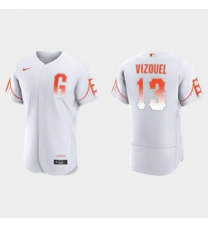 Men San Francisco Giants 13 Omar Vizquel Men 2021 City Connect Authentic White Jersey Men San Francisco Giants 13 Omar Vizquel Men 2021 City Connect Authentic White Jersey
