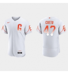 Men San Francisco Giants 47 Johnny Cueto Men 2021 City Connect Authentic White Jersey Men San Francisco Giants 47 Johnny Cueto Men 2021 City Connect Authentic White Jersey