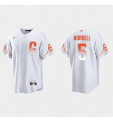 Men San Francisco Giants 5 Pat Burrell Men 2021 City Connect White Fan Version Jersey Men San Francisco Giants 5 Pat Burrell Men 2021 City Connect White Fan Version Jersey
