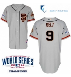 Mens Majestic San Francisco Giants 9 Brandon Belt Authentic Grey Road 2 Cool Base w2014 World Series Patch MLB Jersey Mens Majestic San Francisco Giants 9 Brandon Belt Authentic Grey Road 2 Cool Base w2014 World Series Patch MLB Jersey