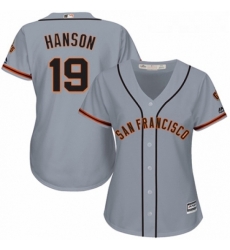 Womens Majestic San Francisco Giants 19 Alen Hanson Authentic Grey Road Cool Base MLB Jersey Womens Majestic San Francisco Giants 19 Alen Hanson Authentic Grey Road Cool Base MLB Jersey