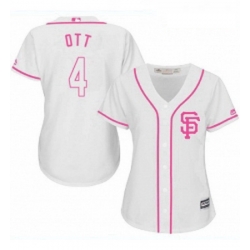 Womens Majestic San Francisco Giants 4 Mel Ott Replica White Fashion Cool Base MLB Jersey