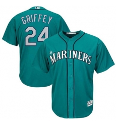 Men Mariners 24 Ken Griffey cyan blue Cool Base jersey Men Mariners 24 Ken Griffey cyan blue Cool Base jersey