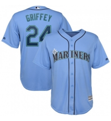 Men Nike Mariners 24 Ken Griffey Jr. Light Blue Cool Base Jersey Men Nike Mariners 24 Ken Griffey Jr. Light Blue Cool Base Jersey