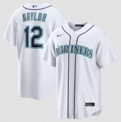 Men Seattle Mariners 12 Josh Naylor White Cool Base Limited Stitched jersey