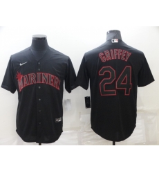 Men Seattle Mariners 24 Ken Griffey Black Shadow Cool Base Stitched Jersey Men Seattle Mariners 24 Ken Griffey Black Shadow Cool Base Stitched Jersey