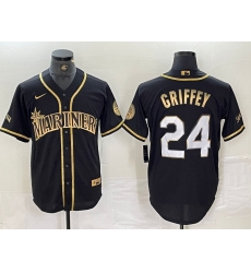 Men Seattle Mariners 24 Ken Griffey Jr Black 2021 Golden Edition Stitched Cool Base Nike Jersey Men Seattle Mariners 24 Ken Griffey Jr Black 2021 Golden Edition Stitched Cool Base Nike Jersey