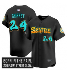 Men Seattle Mariners 24 Ken Griffey Jr Black 2025 Graffiti Emerald Drop Edition Vapor Premier Limited Stitched Jersey Men Seattle Mariners 24 Ken Griffey Jr Black 2025 Graffiti Emerald Drop Edition Vapor Premier Limited Stitched Jersey