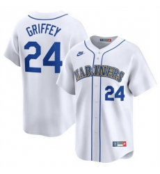 Men Seattle Mariners 24 Ken Griffey Jr White Throwback Cooperstown Limited Stitched Jersey Men Seattle Mariners 24 Ken Griffey Jr White Throwback Cooperstown Limited Stitched Jersey