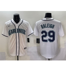 Men Seattle Mariners 29 Cal Raleigh White Cool Base Stitched Baseball Jersey