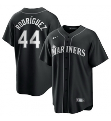 Men Seattle Mariners 44 Julio Rodr EDguez Black Lights Out Limited Stitched Baseball Jersey