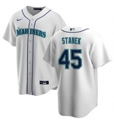 Men Seattle Mariners 45 Ryne Stanek White Cool Base Stitched Jersey Men Seattle Mariners 45 Ryne Stanek White Cool Base Stitched Jersey