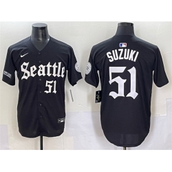 Men Seattle Mariners 51 Ichiro Suzuki Black  27Deep Sea Gothic Edition 27 Vapor Premier Limited Stitched Baseball Jersey