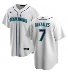 Men Seattle Mariners 7 Marco Gonzales White Cool Base Stitched Jersey Men Seattle Mariners 7 Marco Gonzales White Cool Base Stitched Jersey