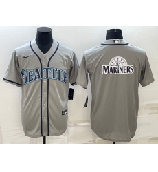 Men Seattle Mariners Gray Team Big Logo Cool Base Stitched Jersey Men Seattle Mariners Gray Team Big Logo Cool Base Stitched Jersey