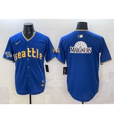 Men Seattle Mariners Team Big Logo Royal With 2025 AL West Division Champions Patch City Connect Limited Stitched Baseball Jersey 1 Men Seattle Mariners Team Big Logo Royal With 2025 AL West Division Champions Patch City Connect Limited Stitched Baseball Jersey 1