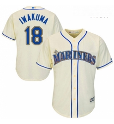 Mens Majestic Seattle Mariners 18 Hisashi Iwakuma Replica Cream Alternate Cool Base MLB Jersey Mens Majestic Seattle Mariners 18 Hisashi Iwakuma Replica Cream Alternate Cool Base MLB Jersey