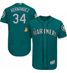 Mens Majestic Seattle Mariners 34 Felix Hernandez Teal Green Alternate Flex Base Authentic Collection MLB Jersey Mens Majestic Seattle Mariners 34 Felix Hernandez Teal Green Alternate Flex Base Authentic Collection MLB Jersey