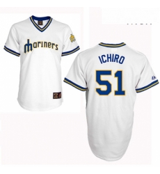 Mens Majestic Seattle Mariners 51 Ichiro Suzuki Replica White Cooperstown Throwback MLB Jersey Mens Majestic Seattle Mariners 51 Ichiro Suzuki Replica White Cooperstown Throwback MLB Jersey