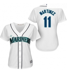 Mariners #11 Edgar Martinez White Home Women Stitched Baseball Jersey Mariners #11 Edgar Martinez White Home Women Stitched Baseball Jersey