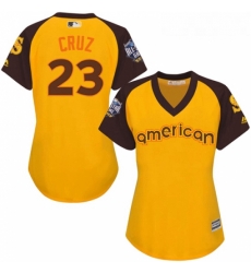 Womens Majestic Seattle Mariners 23 Nelson Cruz Authentic Yellow 2016 All Star American League BP Cool Base MLB Jersey Womens Majestic Seattle Mariners 23 Nelson Cruz Authentic Yellow 2016 All Star American League BP Cool Base MLB Jersey