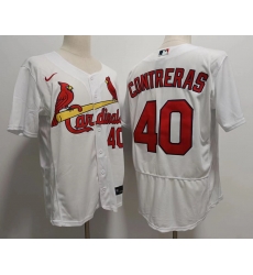Men St Louis Cardinals 40 Willson Contreras White Stitched Flex Base Jersey Men St Louis Cardinals 40 Willson Contreras White Stitched Flex Base Jersey