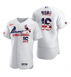 Men St Louis St.Louis Cardinals 16 Kolten Wong Men Nike White Fluttering USA Flag Limited Edition Flex Base MLB Jersey Men St Louis St.Louis Cardinals 16 Kolten Wong Men Nike White Fluttering USA Flag Limited Edition Flex Base MLB Jersey
