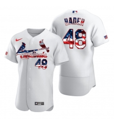 Men St Louis St.Louis Cardinals 48 Harrison Bader Men Nike White Fluttering USA Flag Limited Edition Flex Base MLB Jersey Men St Louis St.Louis Cardinals 48 Harrison Bader Men Nike White Fluttering USA Flag Limited Edition Flex Base MLB Jersey