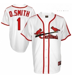 Mens Majestic St Louis Cardinals 1 Ozzie Smith Authentic White Cooperstown Throwback MLB Jersey Mens Majestic St Louis Cardinals 1 Ozzie Smith Authentic White Cooperstown Throwback MLB Jersey
