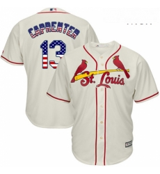 Mens Majestic St Louis Cardinals 13 Matt Carpenter Replica Cream USA Flag Fashion MLB Jersey Mens Majestic St Louis Cardinals 13 Matt Carpenter Replica Cream USA Flag Fashion MLB Jersey