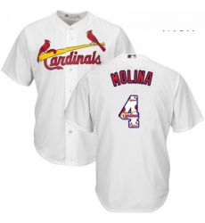 Mens Majestic St Louis Cardinals 4 Yadier Molina Authentic White Team Logo Fashion Cool Base MLB Jersey Mens Majestic St Louis Cardinals 4 Yadier Molina Authentic White Team Logo Fashion Cool Base MLB Jersey