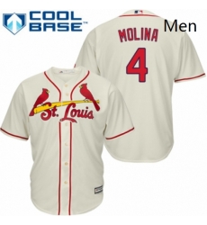 Mens Majestic St Louis Cardinals 4 Yadier Molina Replica Cream Alternate Cool Base MLB Jersey Mens Majestic St Louis Cardinals 4 Yadier Molina Replica Cream Alternate Cool Base MLB Jersey