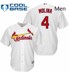 Mens Majestic St Louis Cardinals 4 Yadier Molina Replica White Home Cool Base MLB Jersey Mens Majestic St Louis Cardinals 4 Yadier Molina Replica White Home Cool Base MLB Jersey