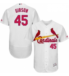 Mens Majestic St Louis Cardinals 45 Bob Gibson White Home Flex Base Authentic Collection MLB Jersey Mens Majestic St Louis Cardinals 45 Bob Gibson White Home Flex Base Authentic Collection MLB Jersey