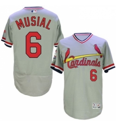 Mens Majestic St Louis Cardinals 6 Stan Musial Grey Flexbase Authentic Collection Cooperstown MLB Jersey Mens Majestic St Louis Cardinals 6 Stan Musial Grey Flexbase Authentic Collection Cooperstown MLB Jersey