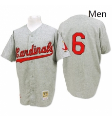 Mens Mitchell and Ness 1956 St Louis Cardinals 6 Stan Musial Replica Grey Throwback MLB Jersey Mens Mitchell and Ness 1956 St Louis Cardinals 6 Stan Musial Replica Grey Throwback MLB Jersey