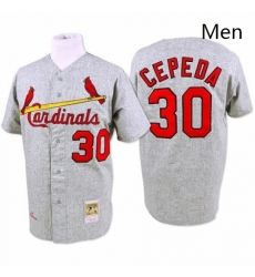Mens Mitchell and Ness 1967 St Louis Cardinals 30 Orlando Cepeda Authentic Grey Throwback MLB Jersey Mens Mitchell and Ness 1967 St Louis Cardinals 30 Orlando Cepeda Authentic Grey Throwback MLB Jersey