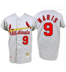 Mens Mitchell and Ness 1967 St Louis Cardinals 9 Roger Maris Authentic Grey Throwback MLB Jersey Mens Mitchell and Ness 1967 St Louis Cardinals 9 Roger Maris Authentic Grey Throwback MLB Jersey