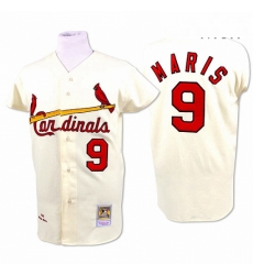 Mens Mitchell and Ness 1967 St Louis Cardinals 9 Roger Maris Replica Cream Throwback MLB Jersey Mens Mitchell and Ness 1967 St Louis Cardinals 9 Roger Maris Replica Cream Throwback MLB Jersey