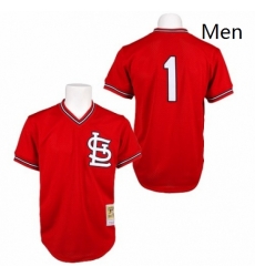 Mens Mitchell and Ness 1985 St Louis Cardinals 1 Ozzie Smith Authentic Red Throwback MLB Jersey Mens Mitchell and Ness 1985 St Louis Cardinals 1 Ozzie Smith Authentic Red Throwback MLB Jersey