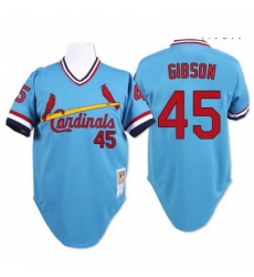Mens Mitchell and Ness St Louis Cardinals 45 Bob Gibson Authentic Blue Throwback MLB Jersey Mens Mitchell and Ness St Louis Cardinals 45 Bob Gibson Authentic Blue Throwback MLB Jersey