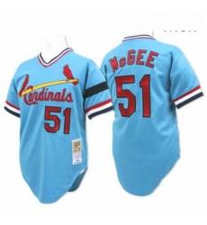 Mens Mitchell and Ness St Louis Cardinals 51 Willie McGee Authentic Blue Throwback MLB Jersey Mens Mitchell and Ness St Louis Cardinals 51 Willie McGee Authentic Blue Throwback MLB Jersey