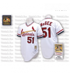 Mens Mitchell and Ness St Louis Cardinals 51 Willie McGee Authentic White Throwback MLB Jersey Mens Mitchell and Ness St Louis Cardinals 51 Willie McGee Authentic White Throwback MLB Jersey