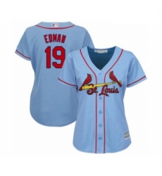 Women's St. Louis Cardinals #19 Tommy Edman Authentic Light Blue Alternate Cool Base Baseball Player Jersey Women's St. Louis Cardinals #19 Tommy Edman Authentic Light Blue Alternate Cool Base Baseball Player Jersey