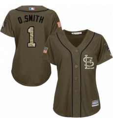 Womens Majestic St Louis Cardinals 1 Ozzie Smith Authentic Green Salute to Service MLB Jersey Womens Majestic St Louis Cardinals 1 Ozzie Smith Authentic Green Salute to Service MLB Jersey