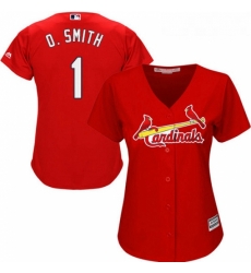 Womens Majestic St Louis Cardinals 1 Ozzie Smith Authentic Red Alternate Cool Base MLB Jersey Womens Majestic St Louis Cardinals 1 Ozzie Smith Authentic Red Alternate Cool Base MLB Jersey