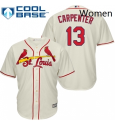 Womens Majestic St Louis Cardinals 13 Matt Carpenter Replica Cream Alternate MLB Jersey Womens Majestic St Louis Cardinals 13 Matt Carpenter Replica Cream Alternate MLB Jersey