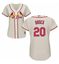 Womens Majestic St Louis Cardinals 20 Lou Brock Authentic Cream Alternate Cool Base MLB Jersey Womens Majestic St Louis Cardinals 20 Lou Brock Authentic Cream Alternate Cool Base MLB Jersey